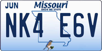 MO license plate NK4E6V