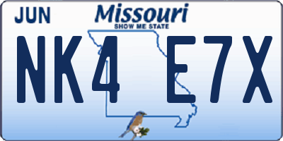 MO license plate NK4E7X