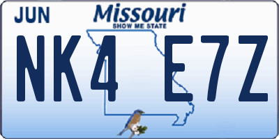 MO license plate NK4E7Z