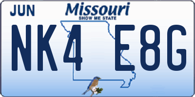 MO license plate NK4E8G