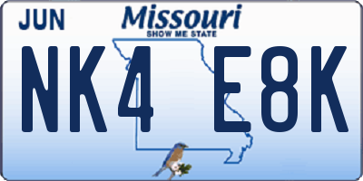 MO license plate NK4E8K