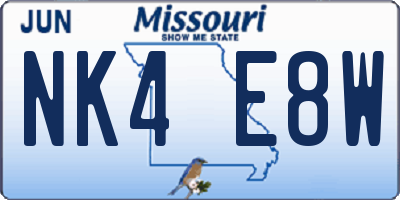 MO license plate NK4E8W