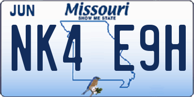 MO license plate NK4E9H