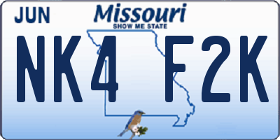 MO license plate NK4F2K