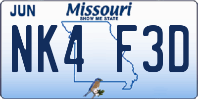 MO license plate NK4F3D