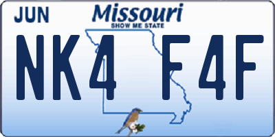 MO license plate NK4F4F