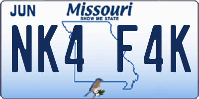 MO license plate NK4F4K