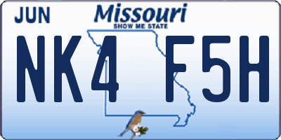 MO license plate NK4F5H