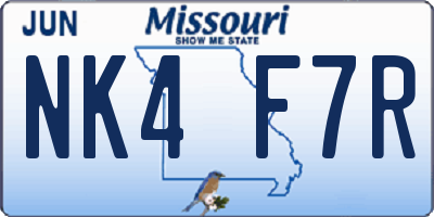 MO license plate NK4F7R