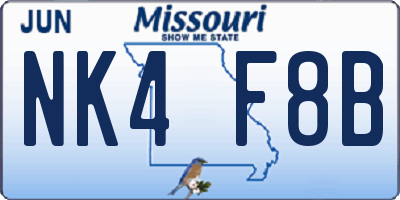 MO license plate NK4F8B