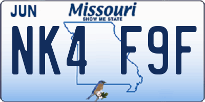 MO license plate NK4F9F