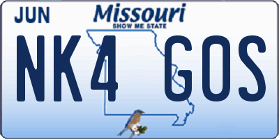 MO license plate NK4G0S