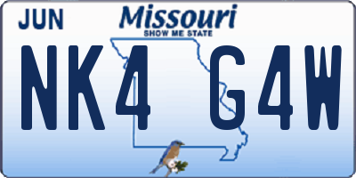 MO license plate NK4G4W
