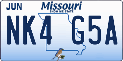 MO license plate NK4G5A