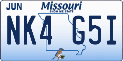 MO license plate NK4G5I