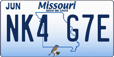 MO license plate NK4G7E