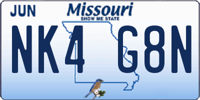 MO license plate NK4G8N