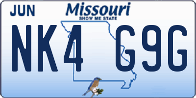 MO license plate NK4G9G