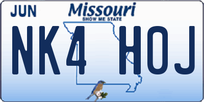 MO license plate NK4H0J