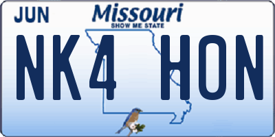 MO license plate NK4H0N