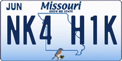 MO license plate NK4H1K