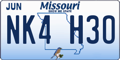 MO license plate NK4H3O