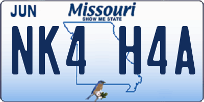 MO license plate NK4H4A