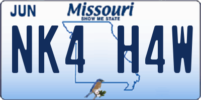 MO license plate NK4H4W