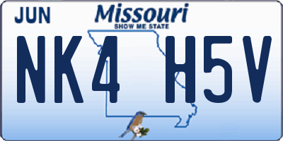 MO license plate NK4H5V