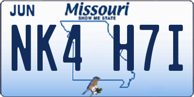 MO license plate NK4H7I