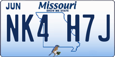 MO license plate NK4H7J