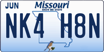 MO license plate NK4H8N