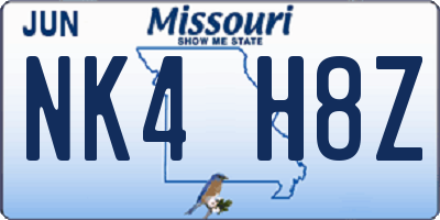 MO license plate NK4H8Z