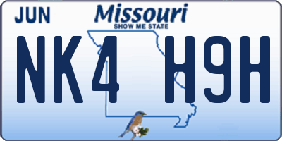MO license plate NK4H9H