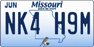 MO license plate NK4H9M