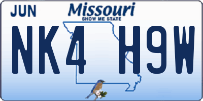 MO license plate NK4H9W