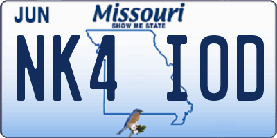 MO license plate NK4I0D