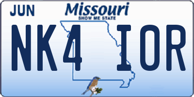MO license plate NK4I0R