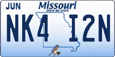 MO license plate NK4I2N