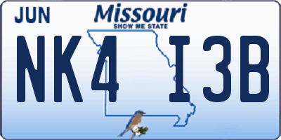 MO license plate NK4I3B