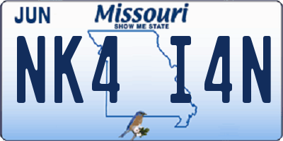 MO license plate NK4I4N