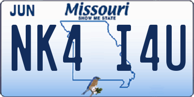 MO license plate NK4I4U
