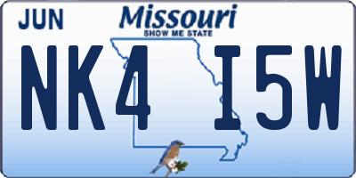 MO license plate NK4I5W
