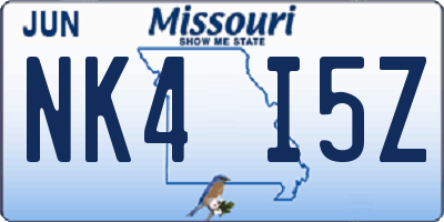 MO license plate NK4I5Z