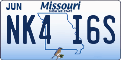 MO license plate NK4I6S