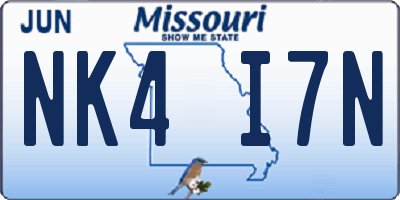 MO license plate NK4I7N