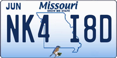 MO license plate NK4I8D