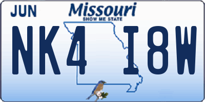 MO license plate NK4I8W