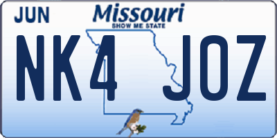 MO license plate NK4J0Z