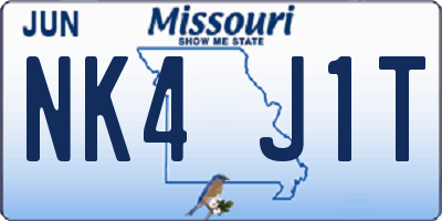 MO license plate NK4J1T